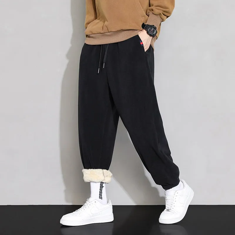 2023 Men's Winter Fleece Pants Casual Outdoor Men Solid Color