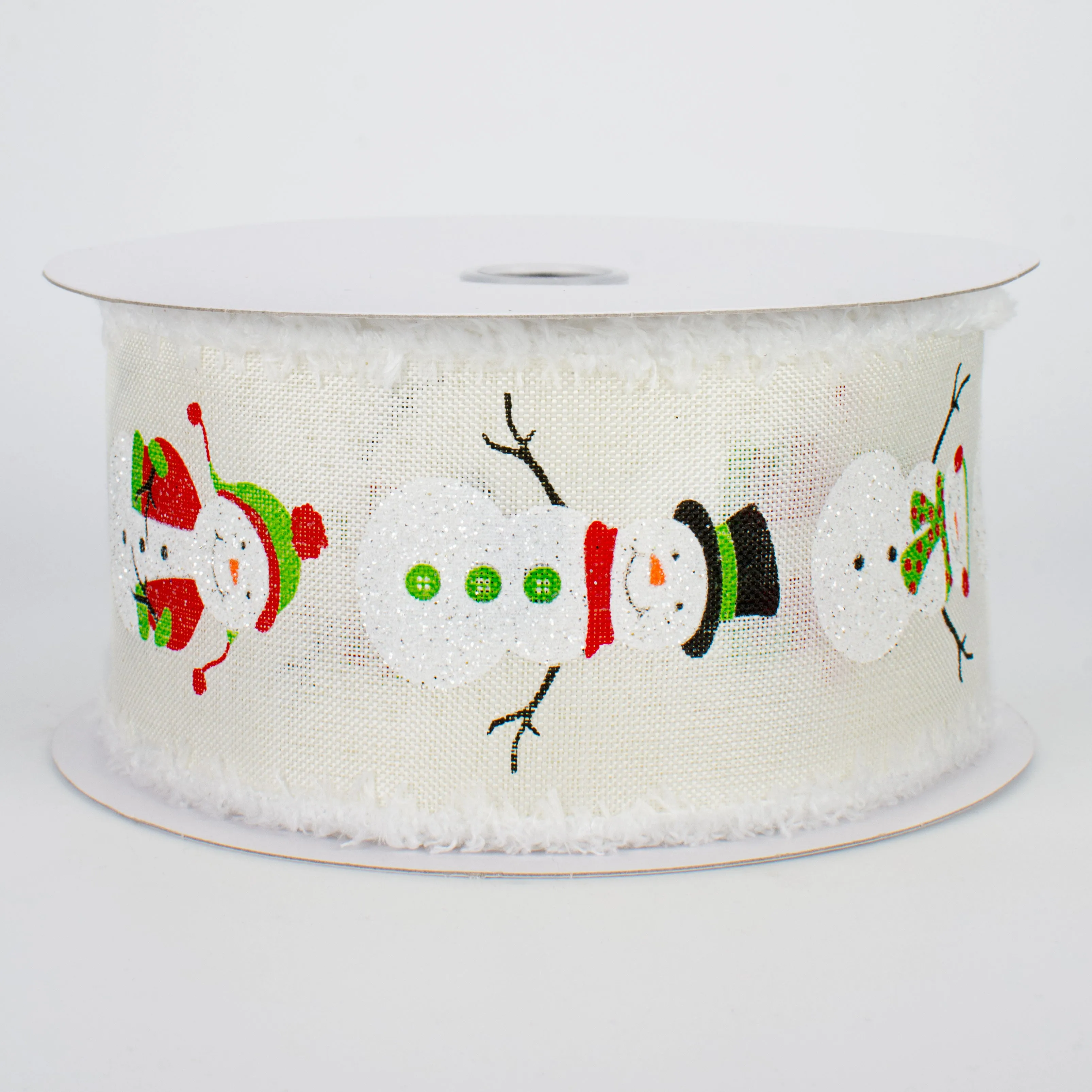 2.5" Snowmen with Snowdrift Ribbon: Ivory (10 Yards)