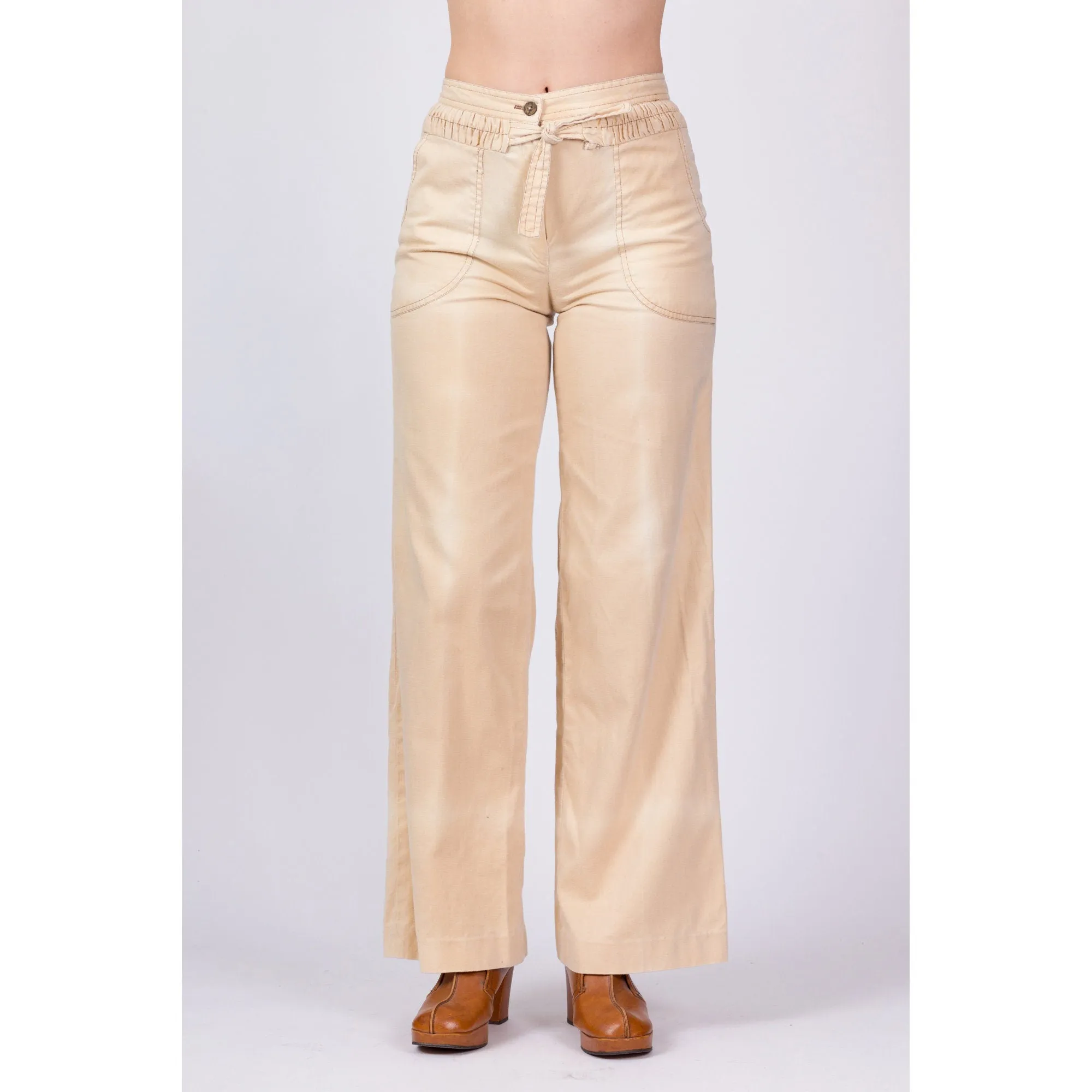 70s Sun-Faded Khaki Trousers - Small, 27.5"