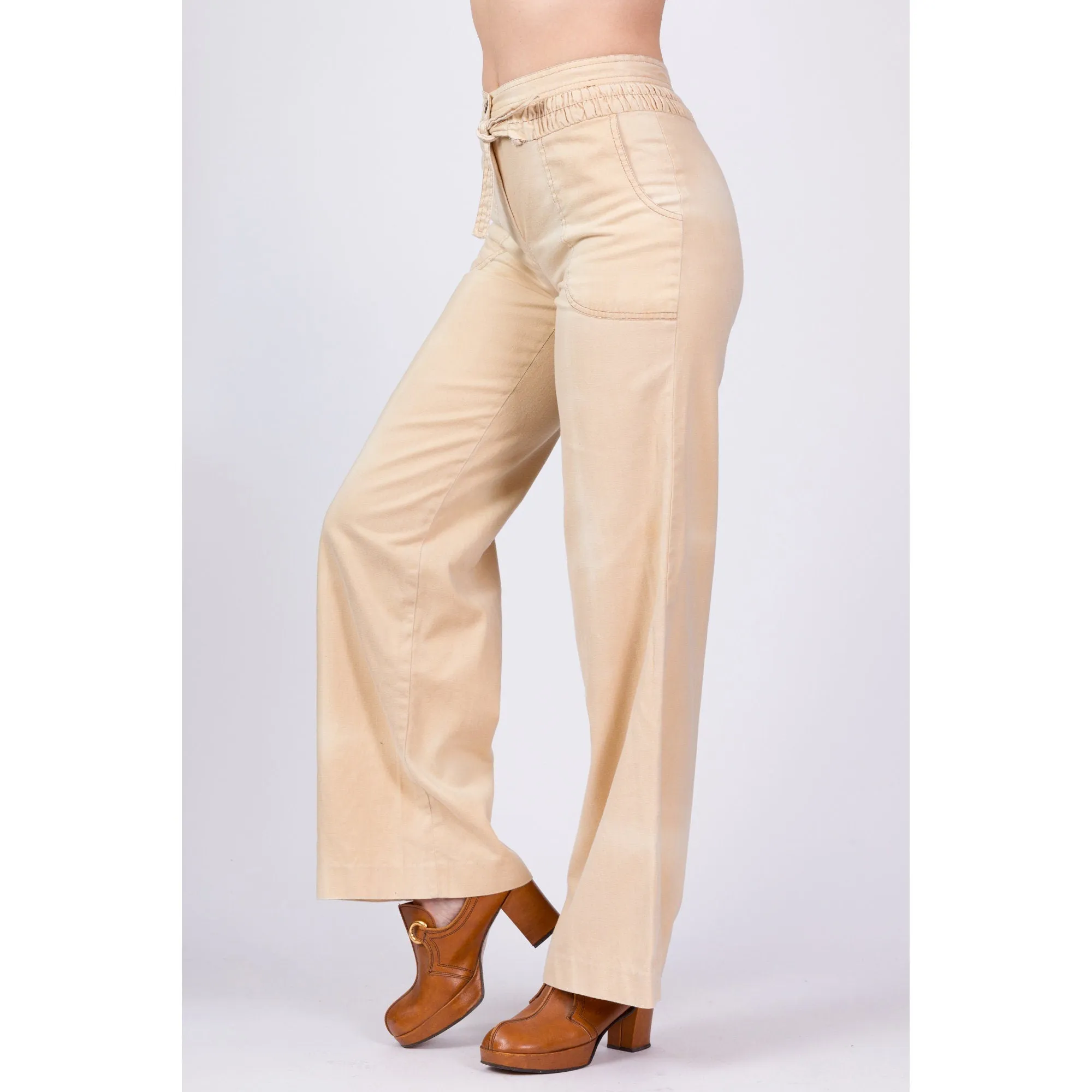 70s Sun-Faded Khaki Trousers - Small, 27.5"