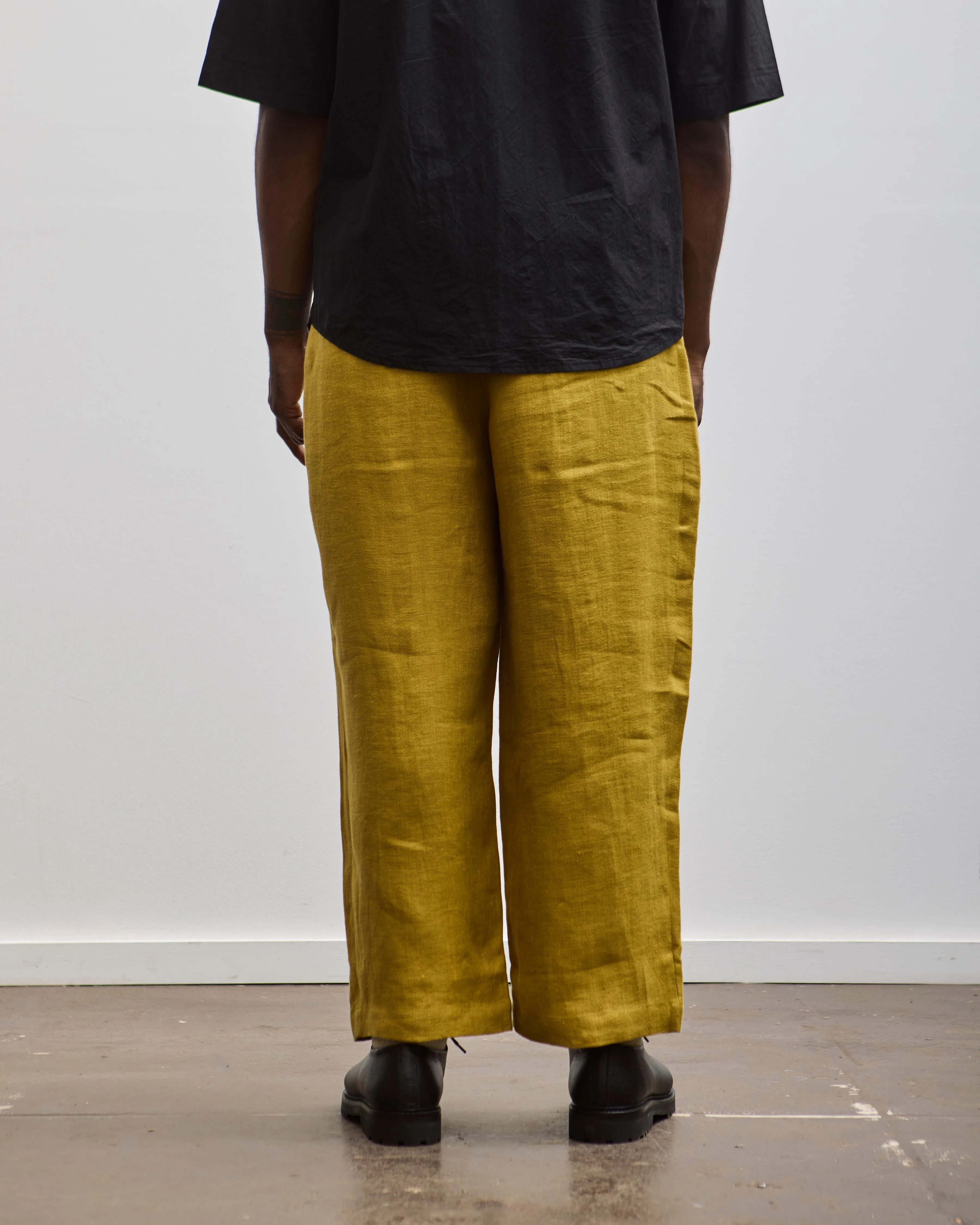 7115 Unisex Linen Pleated Trousers, Mustard