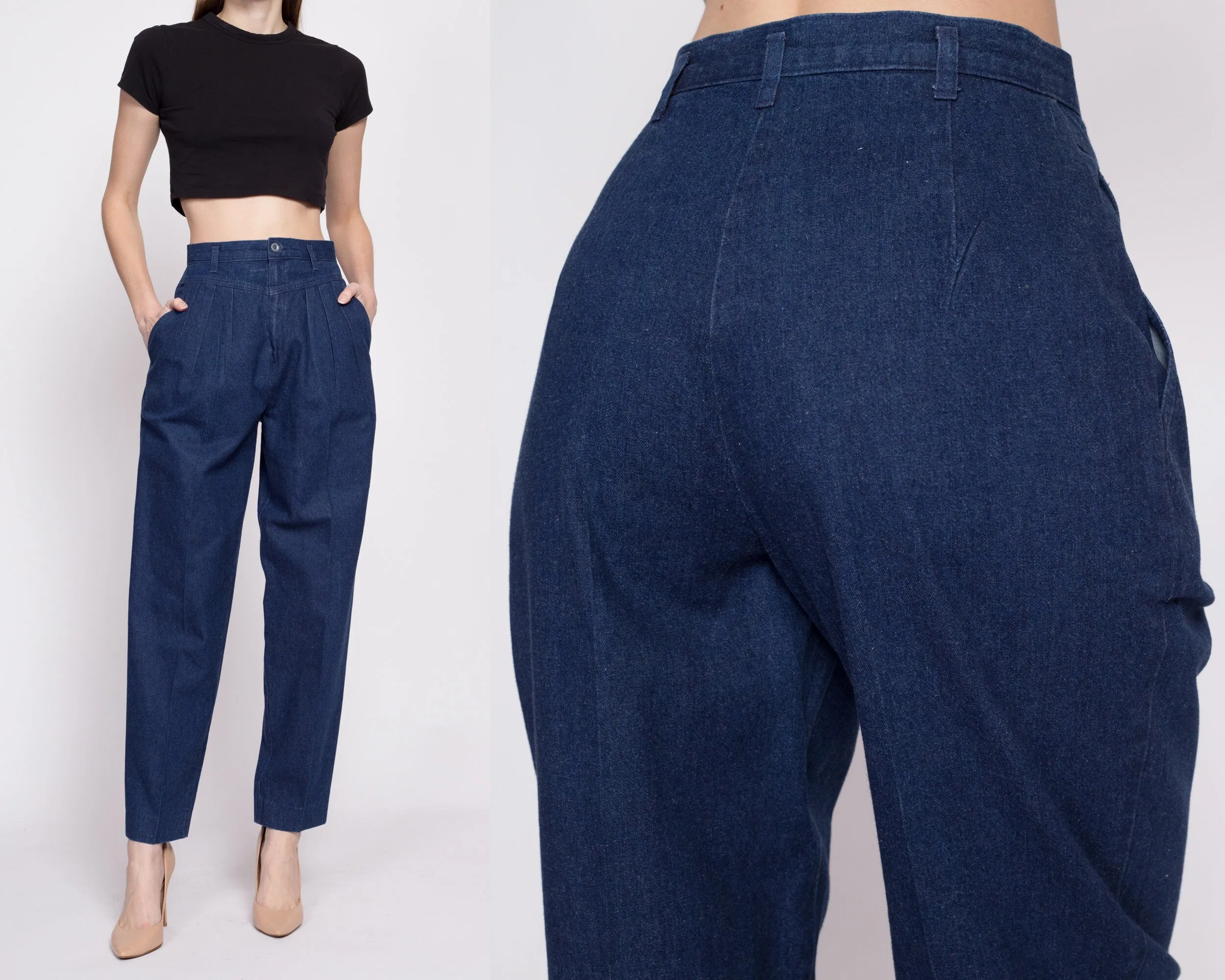 80s Levis Sportswear Denim Pleated Trousers - Small, 25.5"