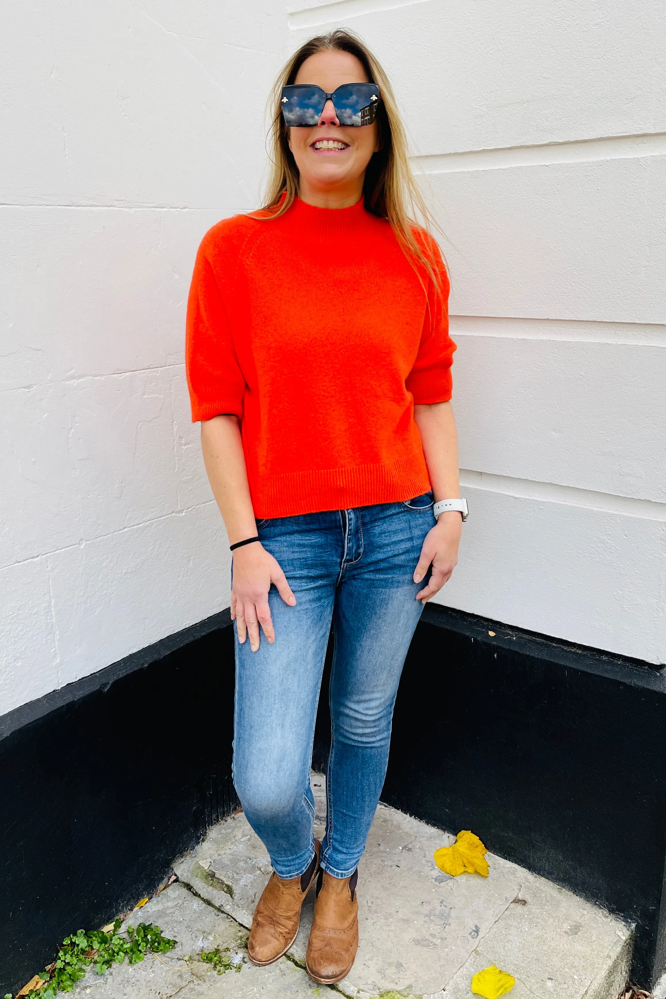 Agnes Funnel Neck Jumper | Red, Cream, Khaki, Orange, Black