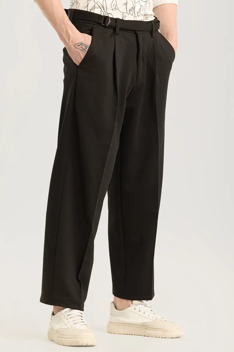 Alessio Black Plain Relaxed Fit Korean Trousers