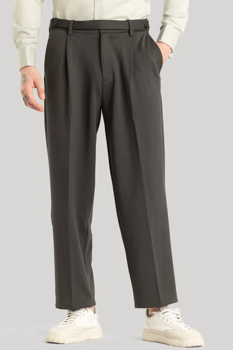 Alessio Charcoal Grey Plain Relaxed Fit Korean Trousers