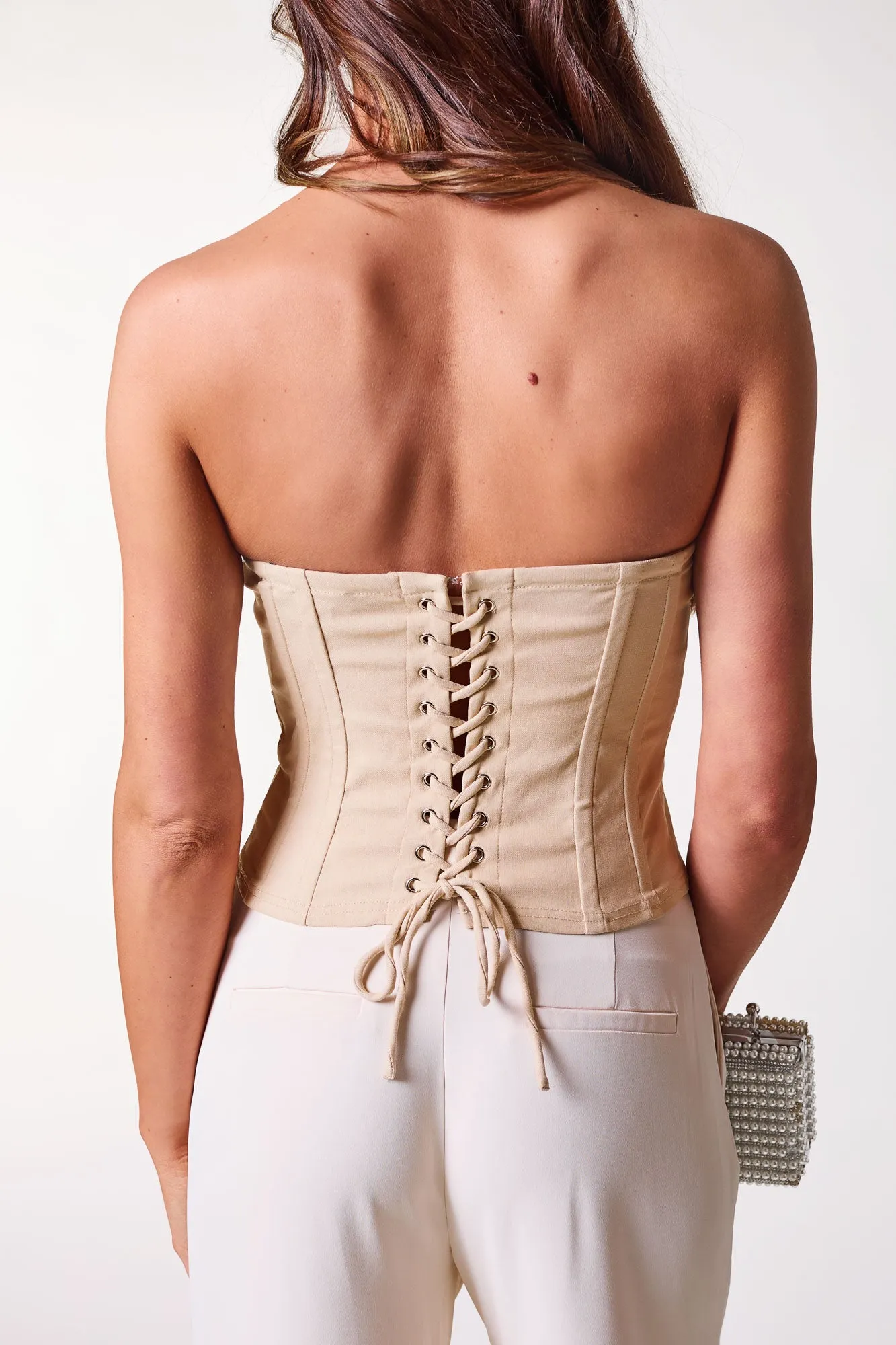 Amara Taupe Corset Top