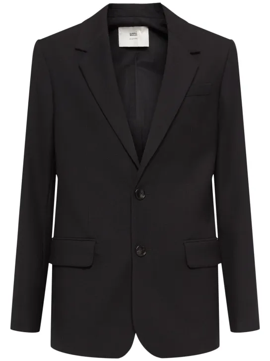 AMI Paris   Single breasted wool gabardine blazer 