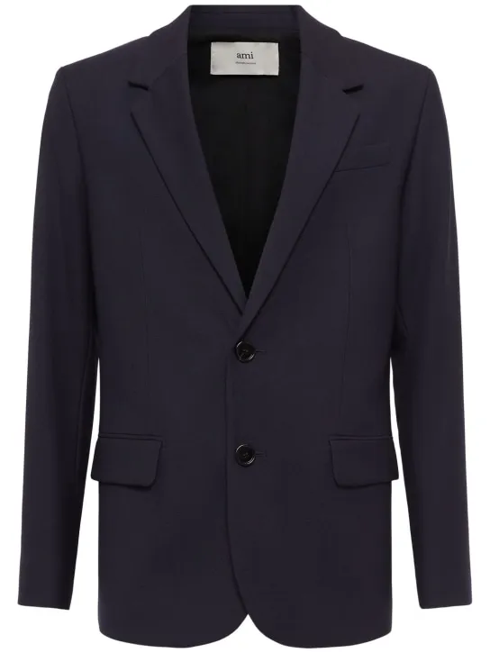 AMI Paris   Single breasted wool gabardine blazer 