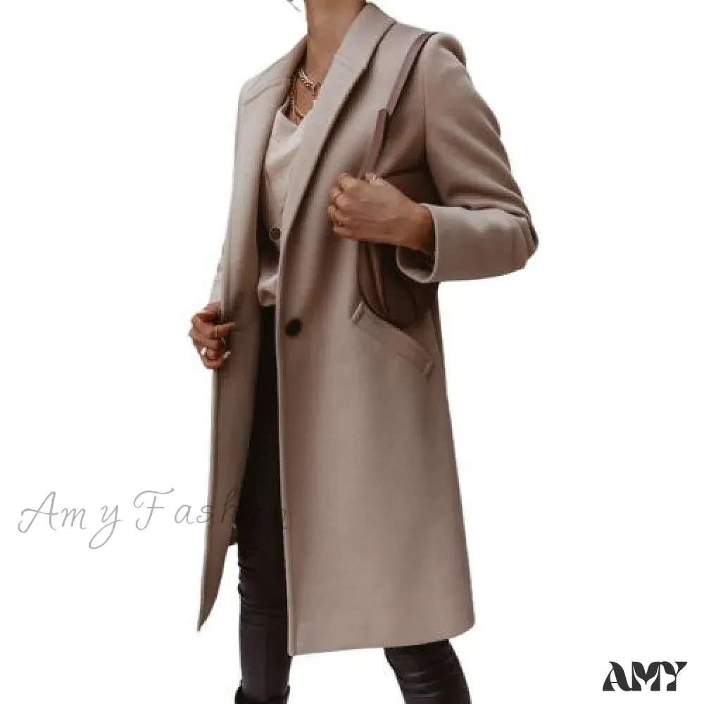 Amy Fashion - New Arrival Casual Pocket Lapel Overcoat