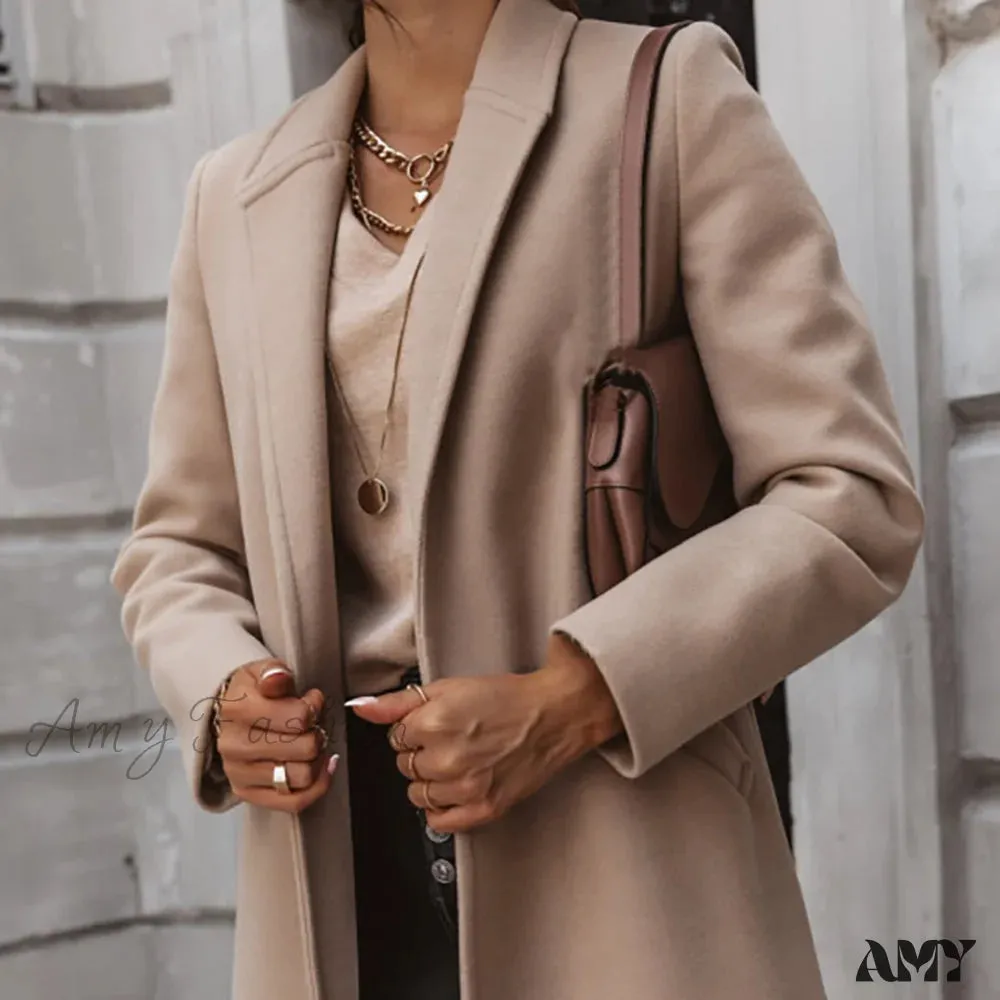 Amy Fashion - New Arrival Casual Pocket Lapel Overcoat