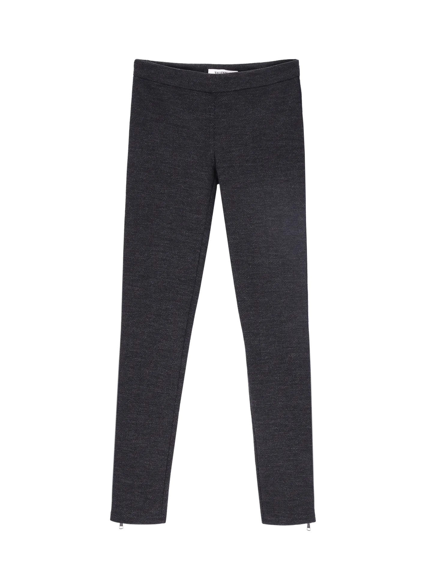 ankle-zip herringbone wool skinny trousers