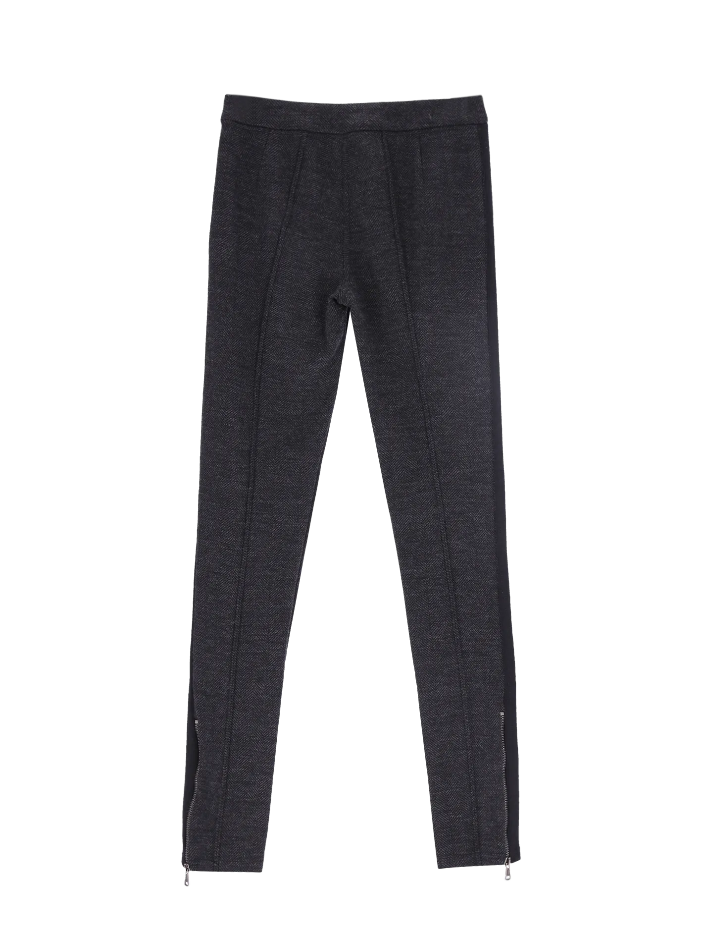 ankle-zip herringbone wool skinny trousers