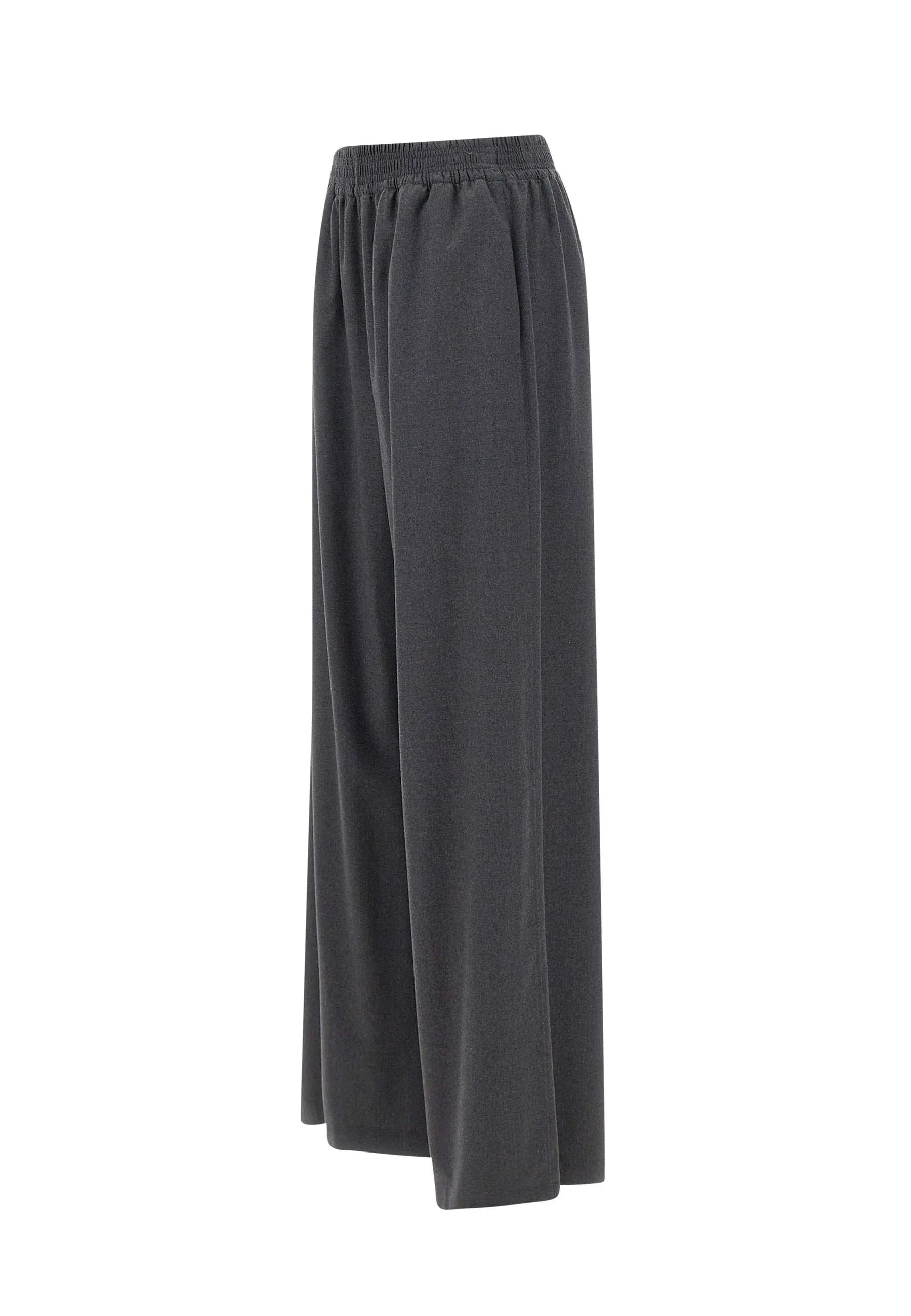 Anthracite Grey Wool Wide Leg Trousers