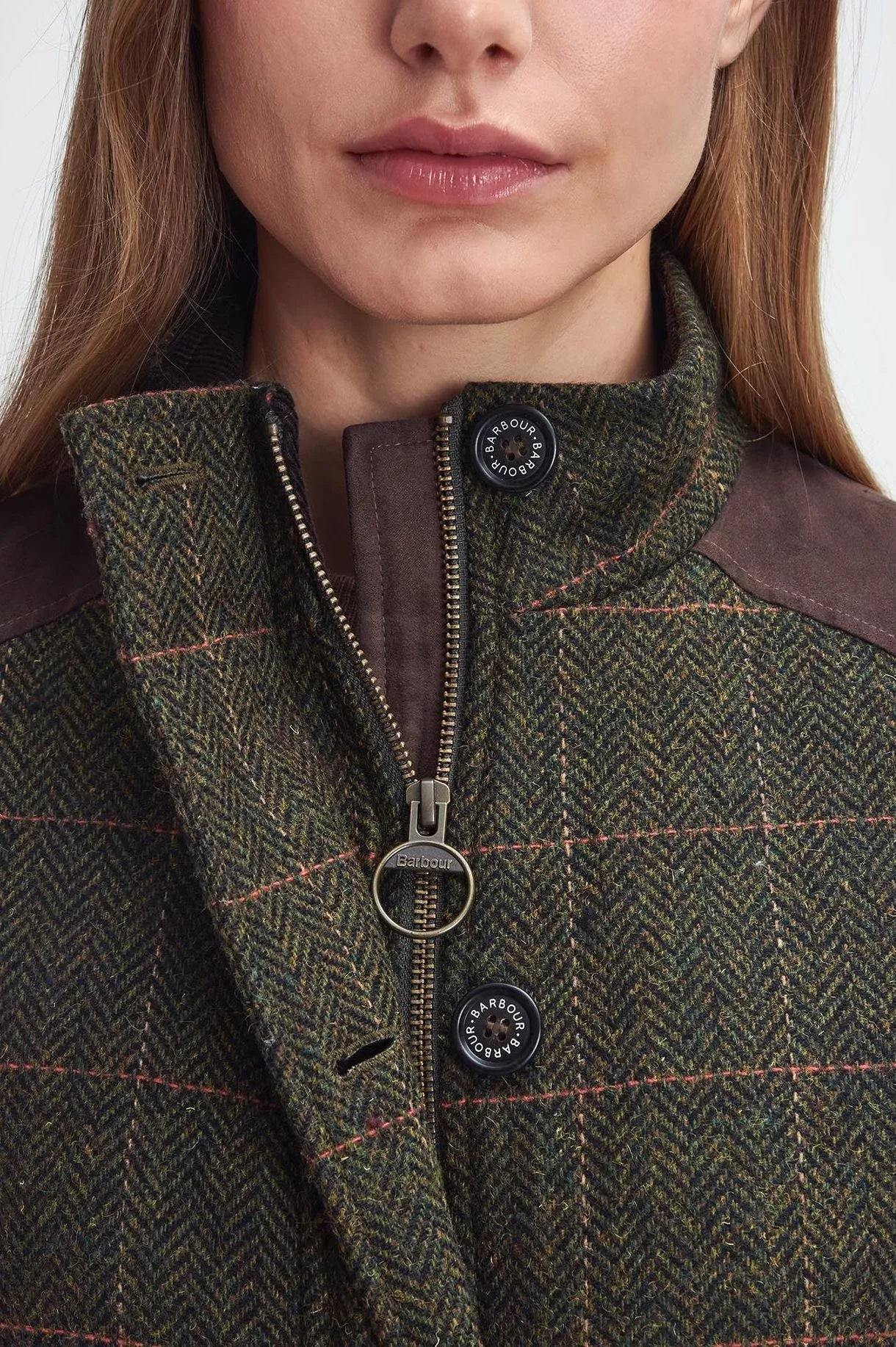 Barbour Gilet Glades Ladies wool Gilet in Olive tartan tweed LWO0239OL91