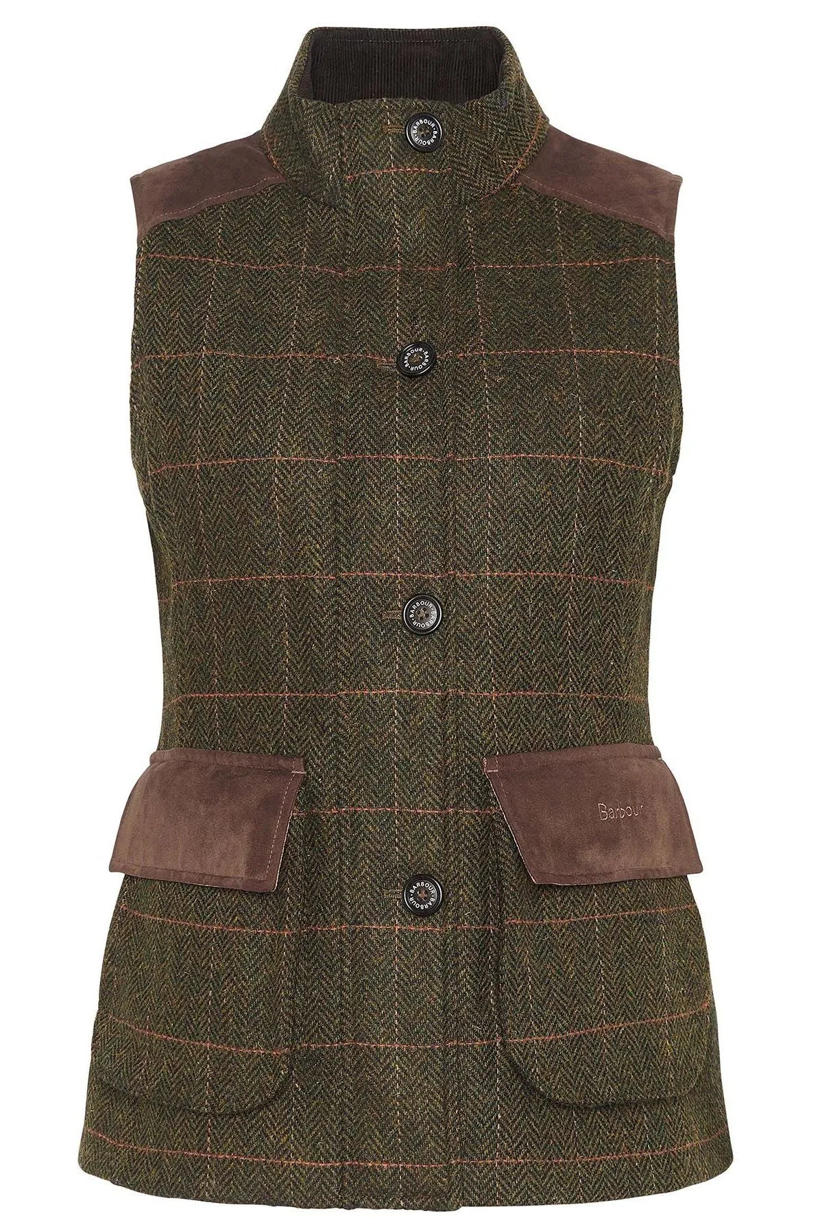 Barbour Gilet Glades Ladies wool Gilet in Olive tartan tweed LWO0239OL91