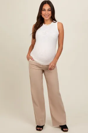 Beige Basic Maternity Trousers