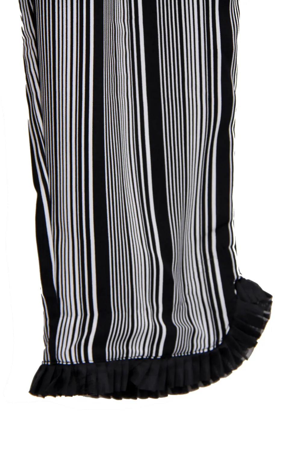 Black and White Striped Pleat Hem Trousers