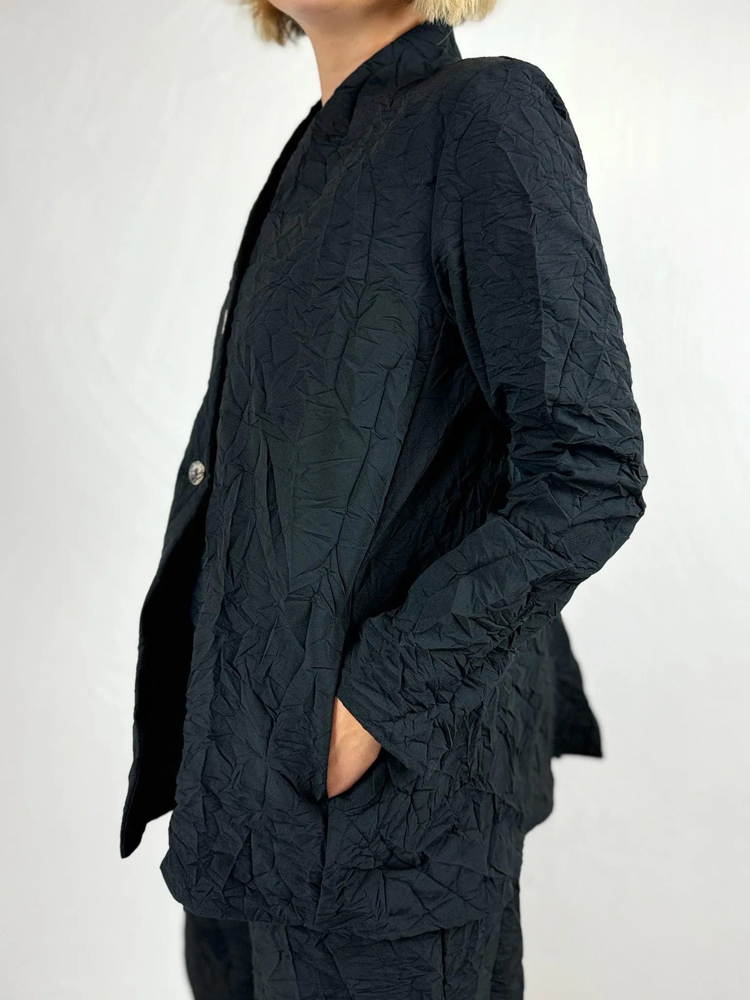 Black Crinkle Cotton Jacket