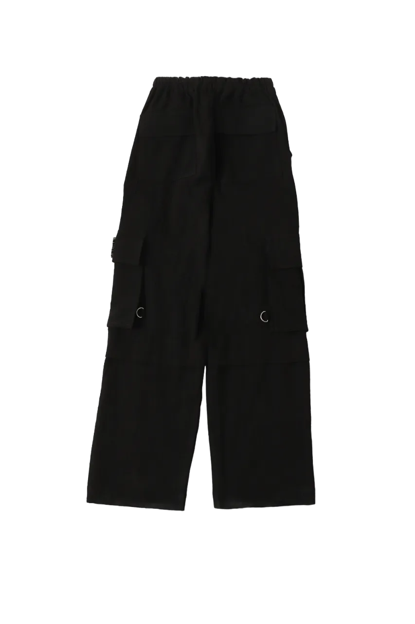 black handwoven khaddar cargo pants