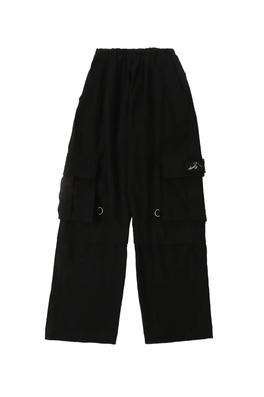 black handwoven khaddar cargo pants