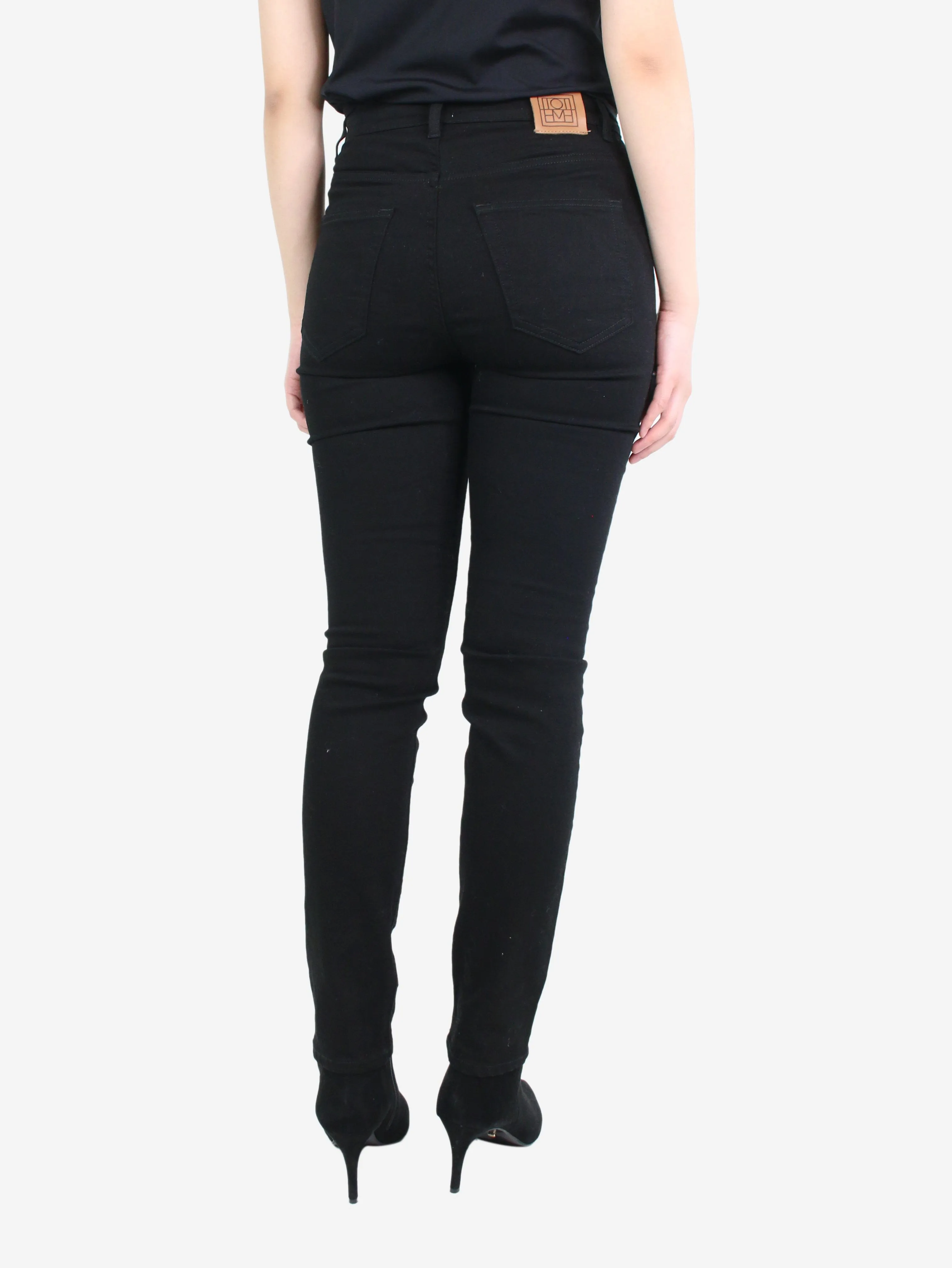 Black high-rise slim trousers - size UK 10