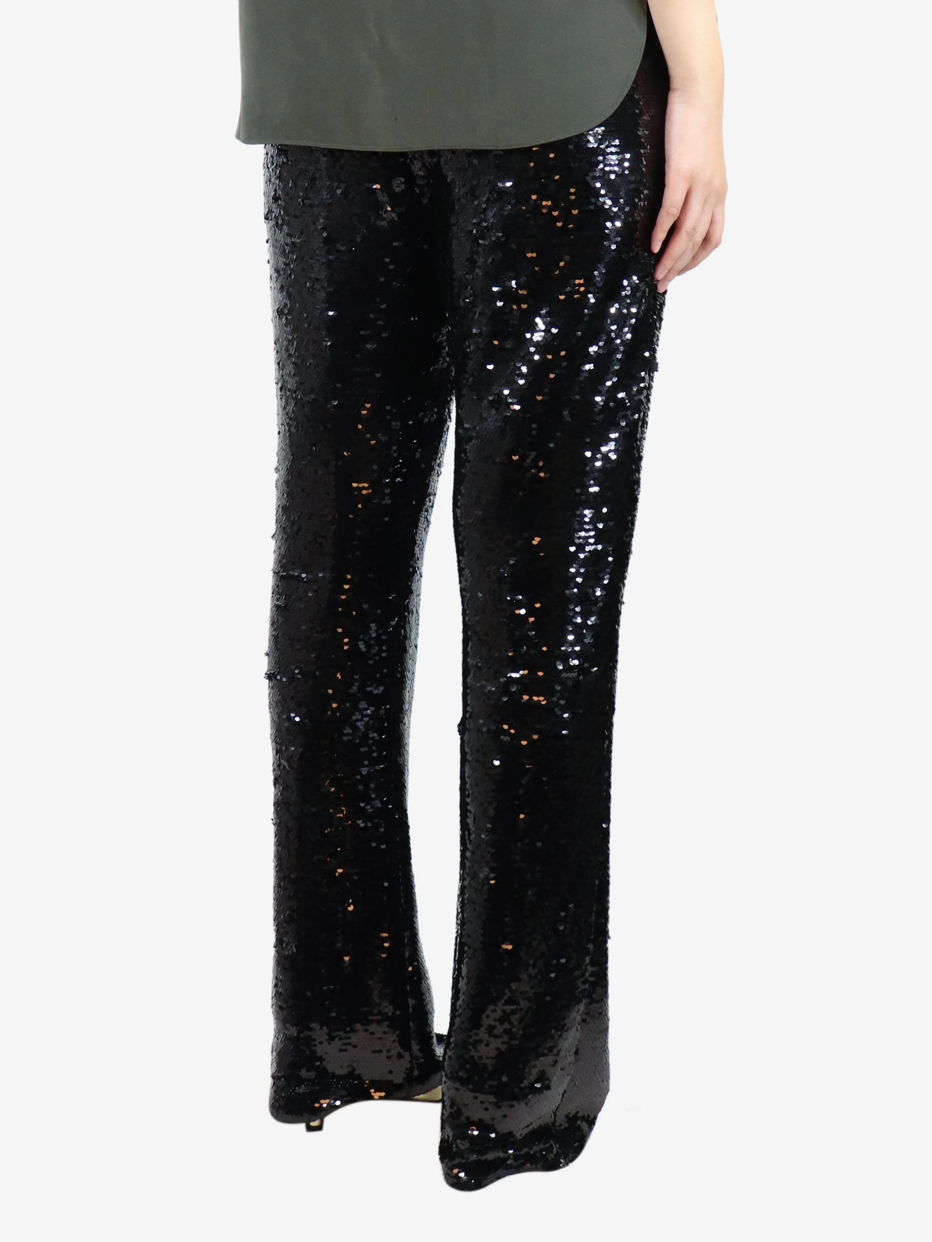 Black sequin trousers - size UK 14