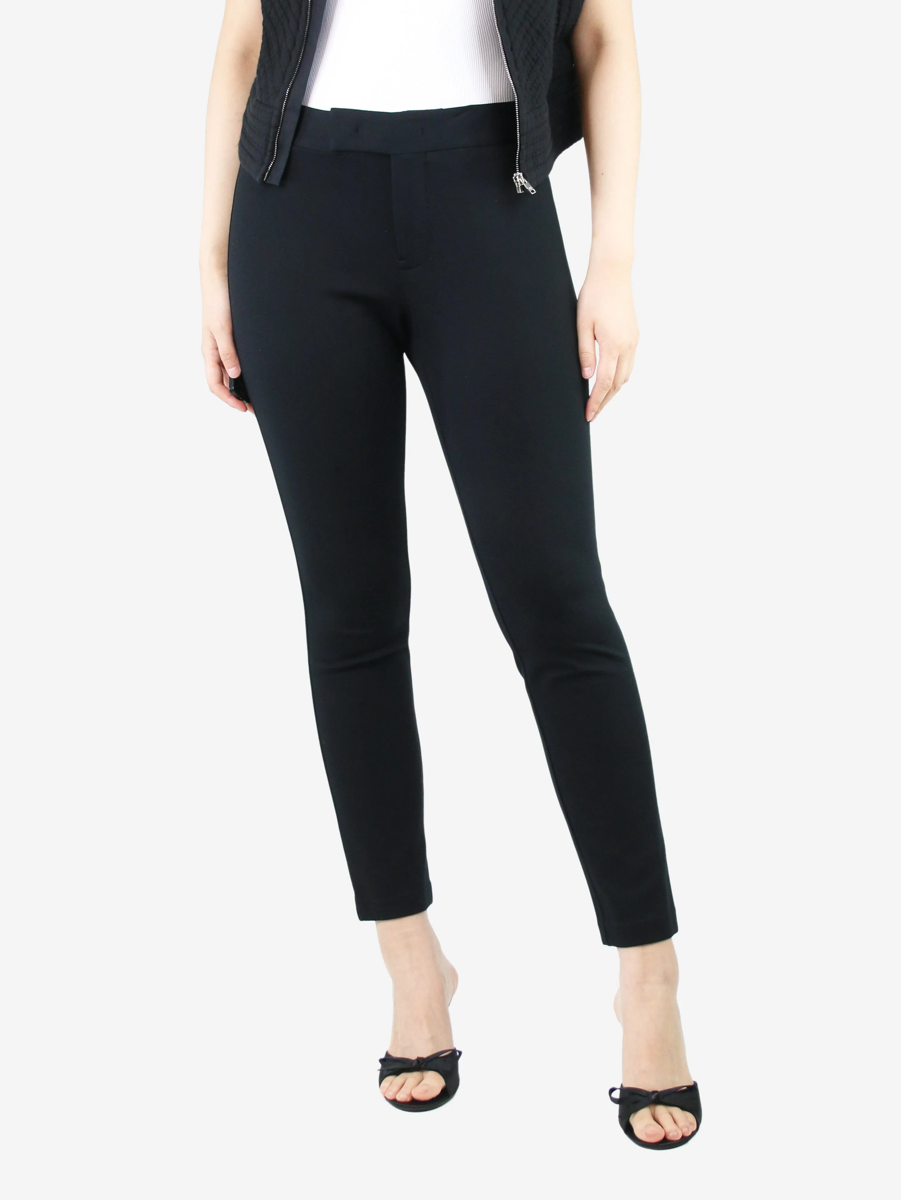 Black slim-leg trousers - size UK 14