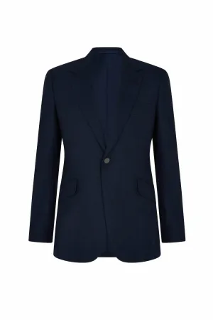 Blue Hopsack Basket Weave Single Breasted Blazer