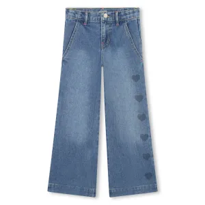 Blue Wide Leg Denim Trousers