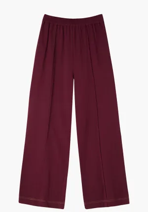 Bowie Wide Leg Trouser In Burgundy