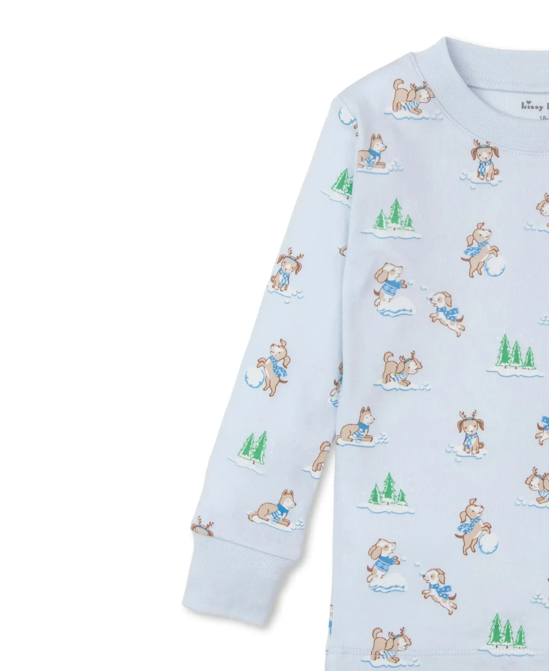 Boys Long Pyjamas - Puppy Snowball Pranks