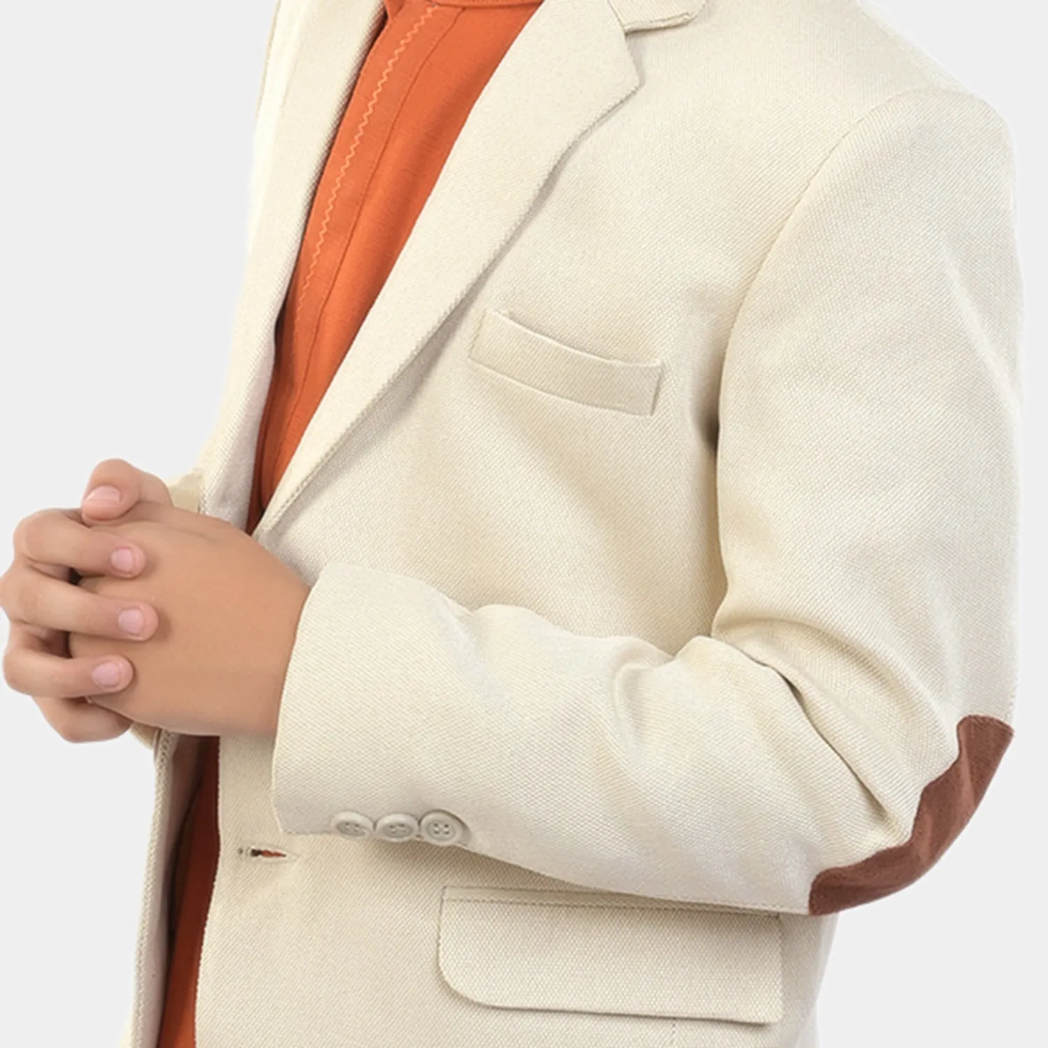 BOYS WOOL BLAZER ELBOW PATCH -Fawn