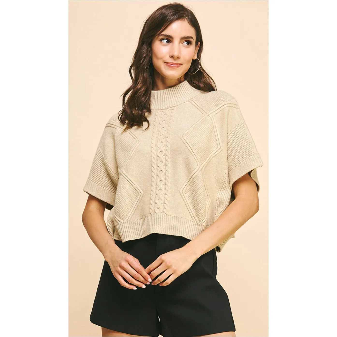 Brianna Mock Neck Short Sleeve PINCH Sweater