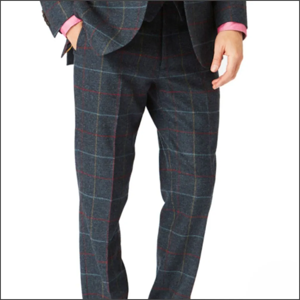 Brook Taverner Haincliffe  Blue Check Tweed Trouser--