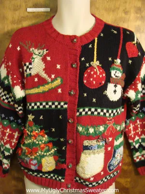 Busy 80s Style Novelty Funny Holiday Sweater