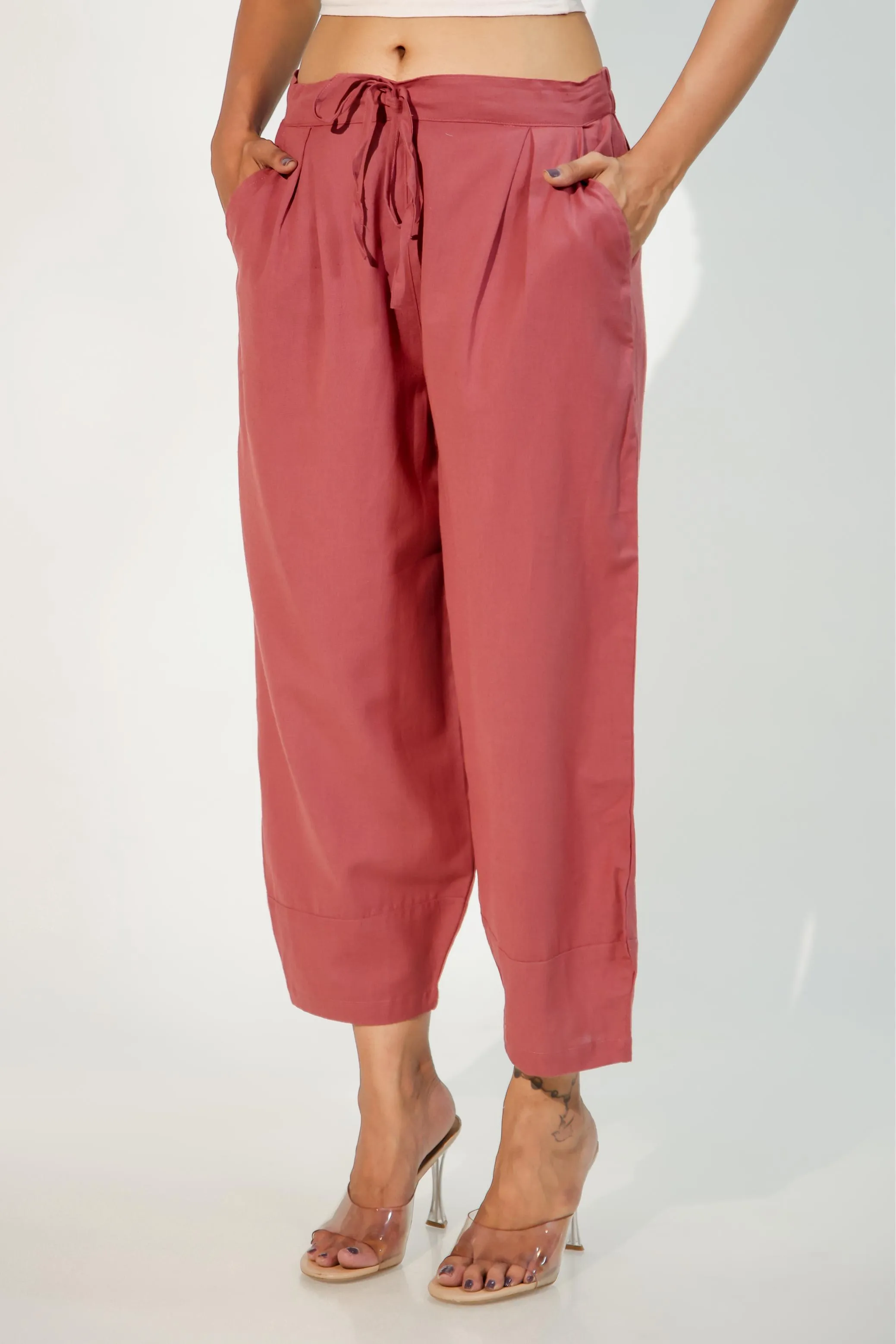 Carnation Red Women's Regular-Fit Trousers