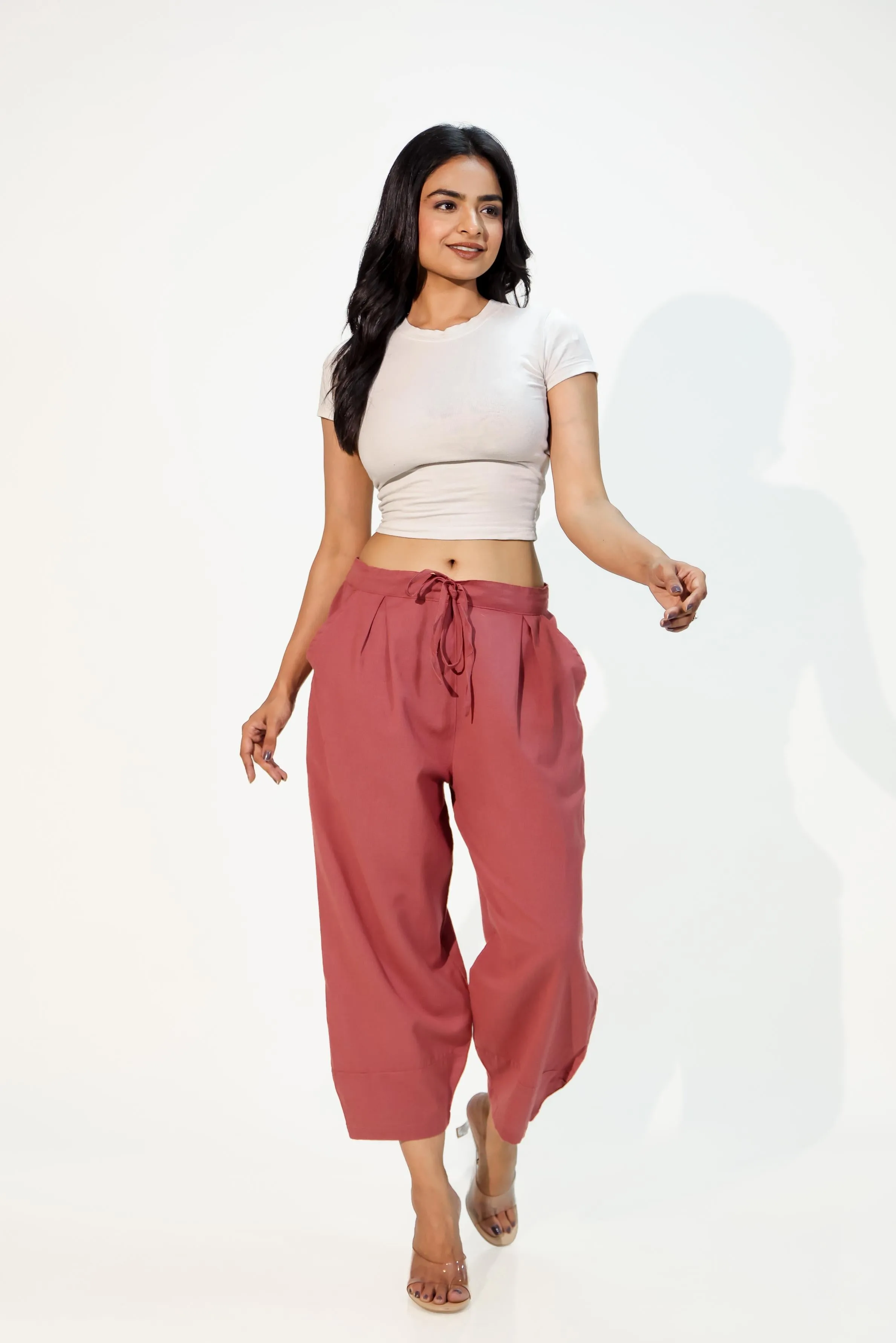 Carnation Red Women's Regular-Fit Trousers