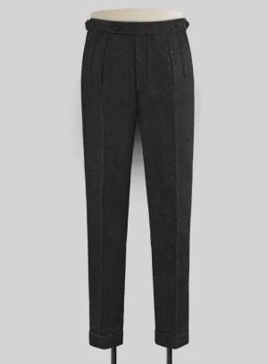 Charcoal Herringbone Highland Tweed Trousers