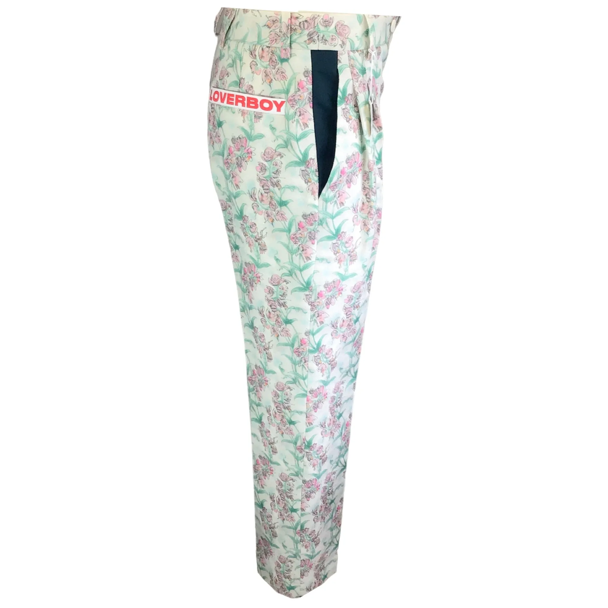 Charles Jeffrey Loverboy Green Multi Blooms Print Slim Fit Martini Trouser