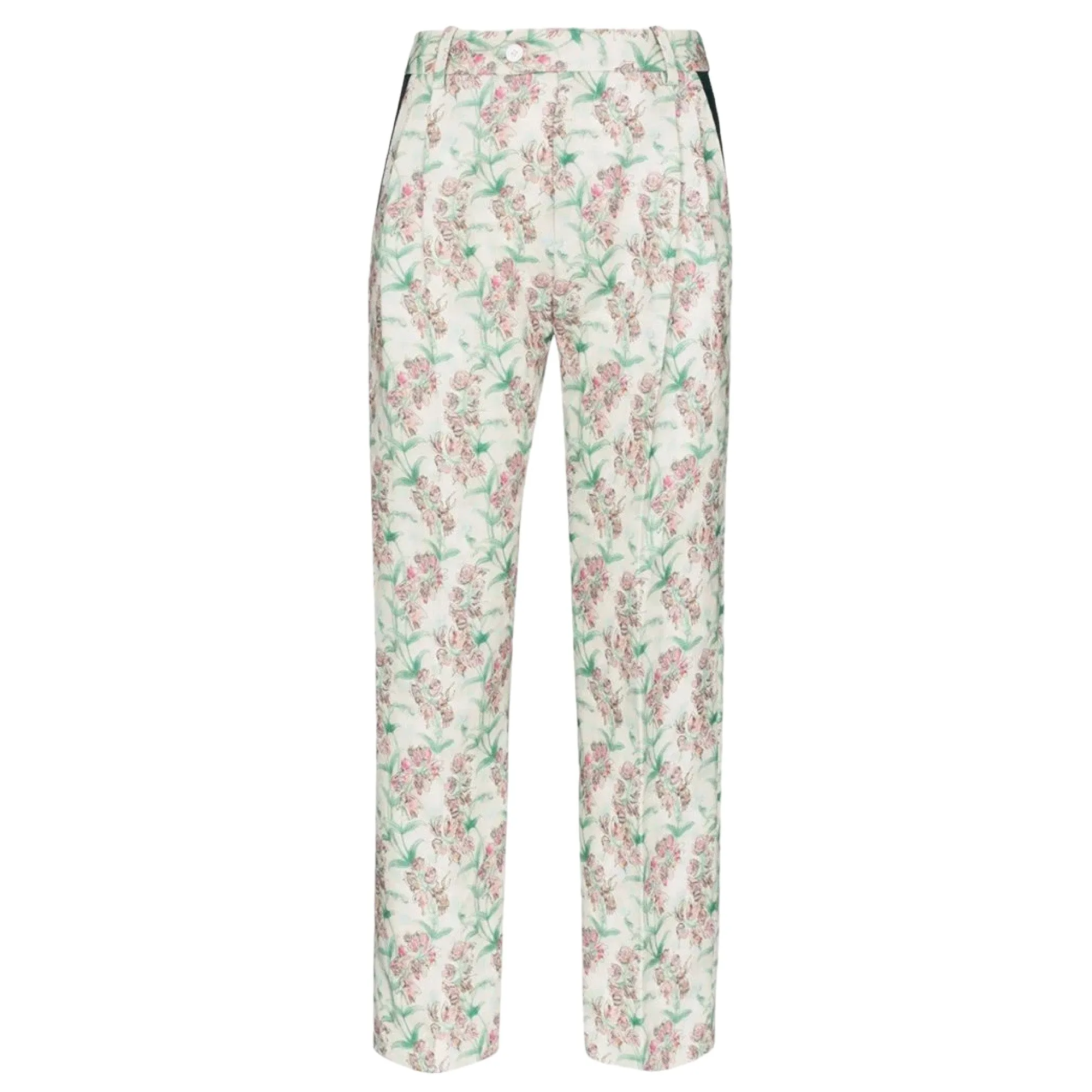 Charles Jeffrey Loverboy Green Multi Blooms Print Slim Fit Martini Trouser