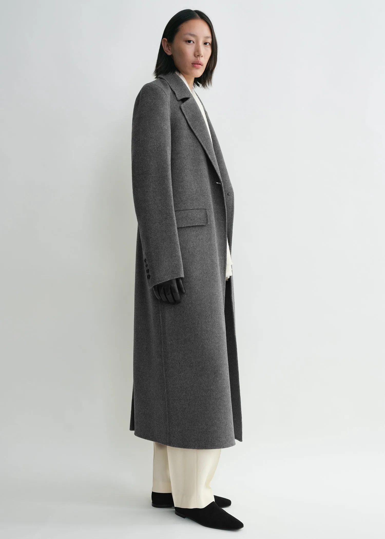 Classic doublé coat mid grey melange