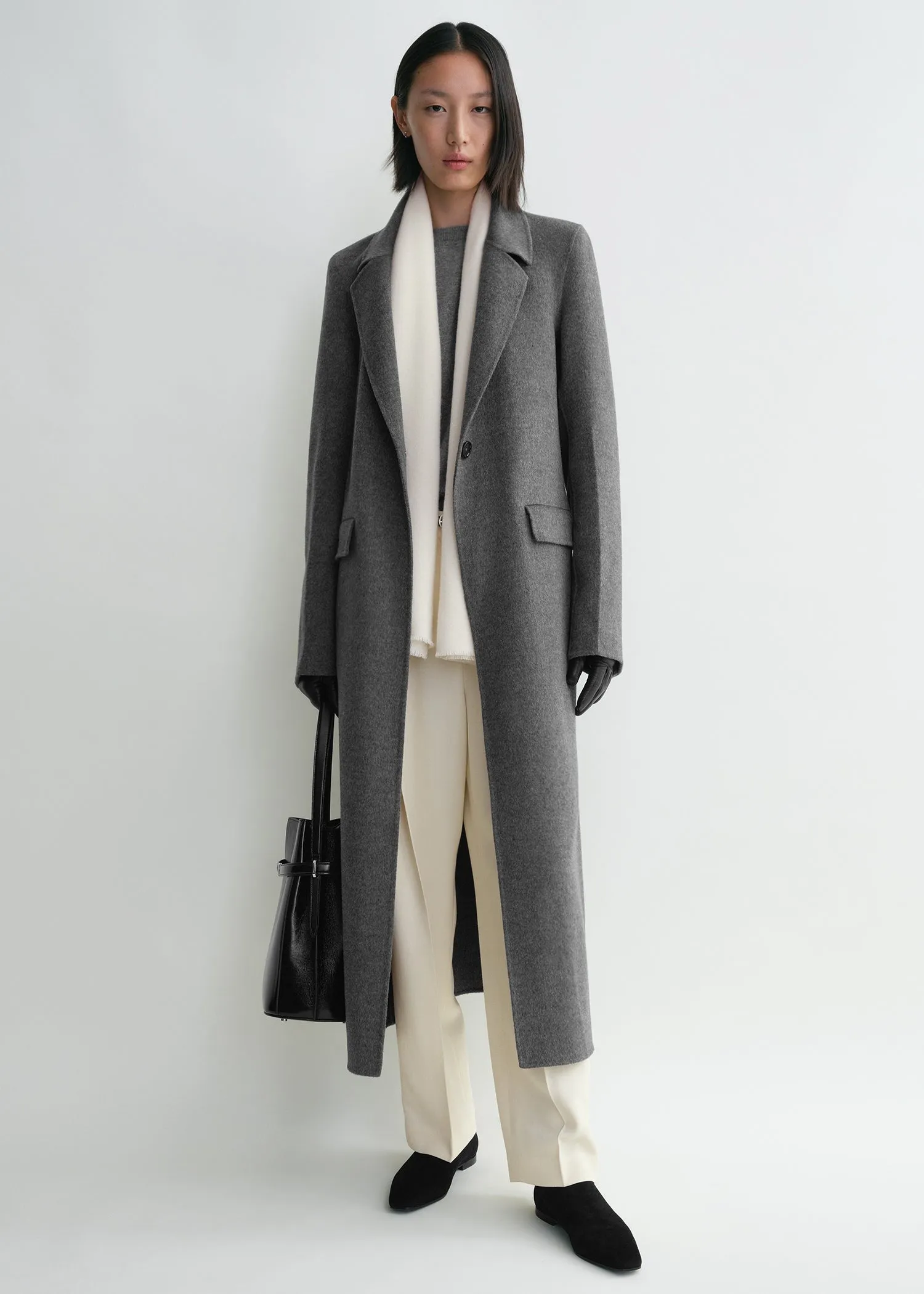 Classic doublé coat mid grey melange