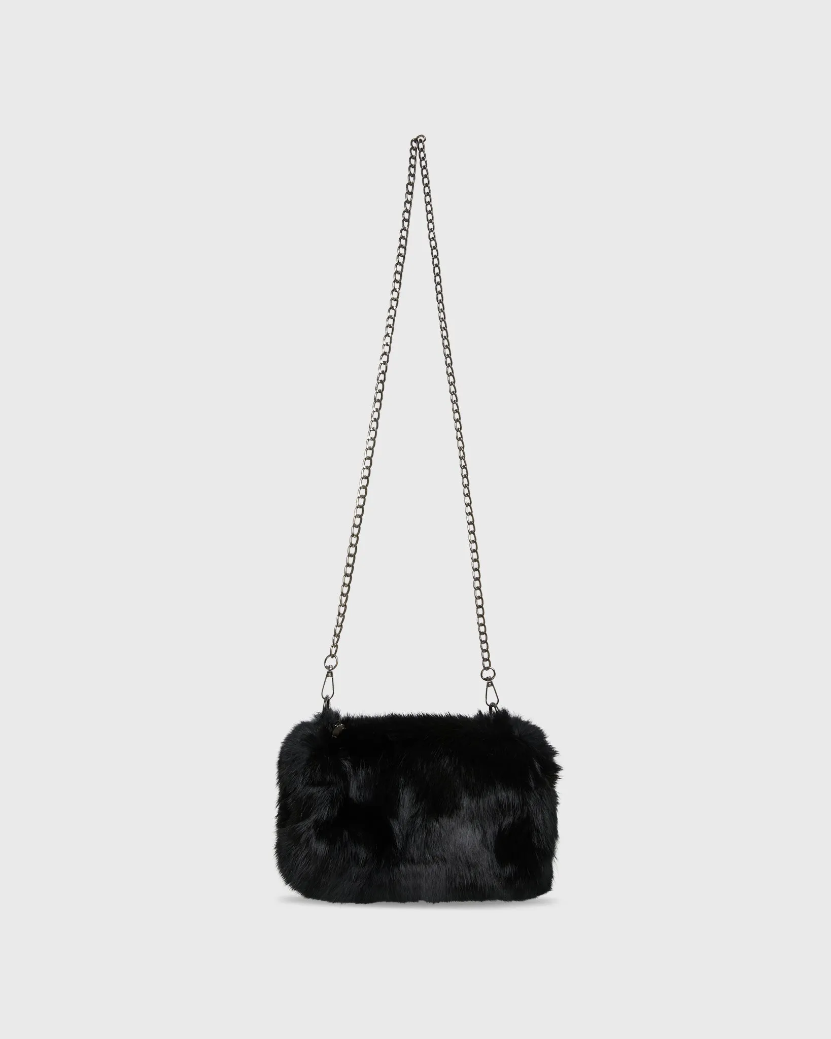 Convertible Muff Bag in Black Rabbit