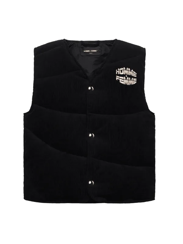 Corduroy Puffer Vest Black