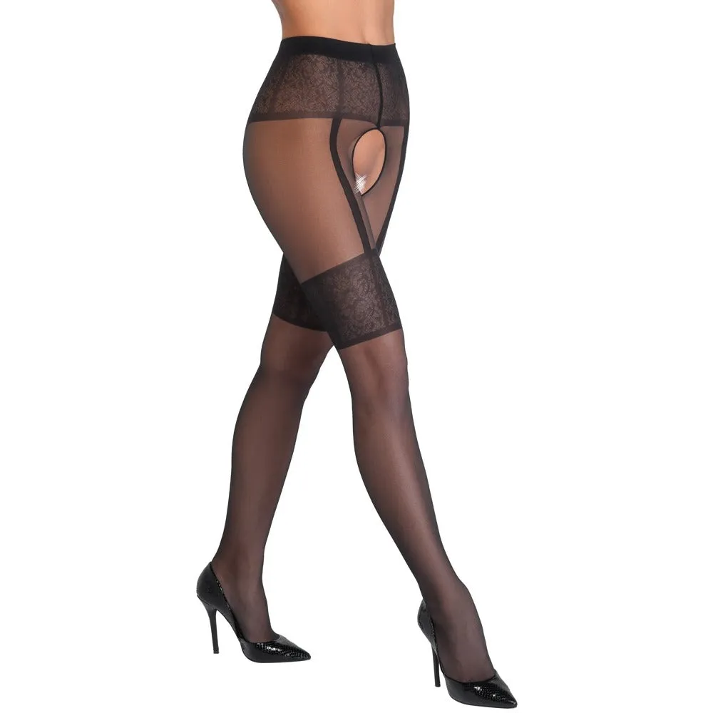 Cottelli Crotchless Tights Black