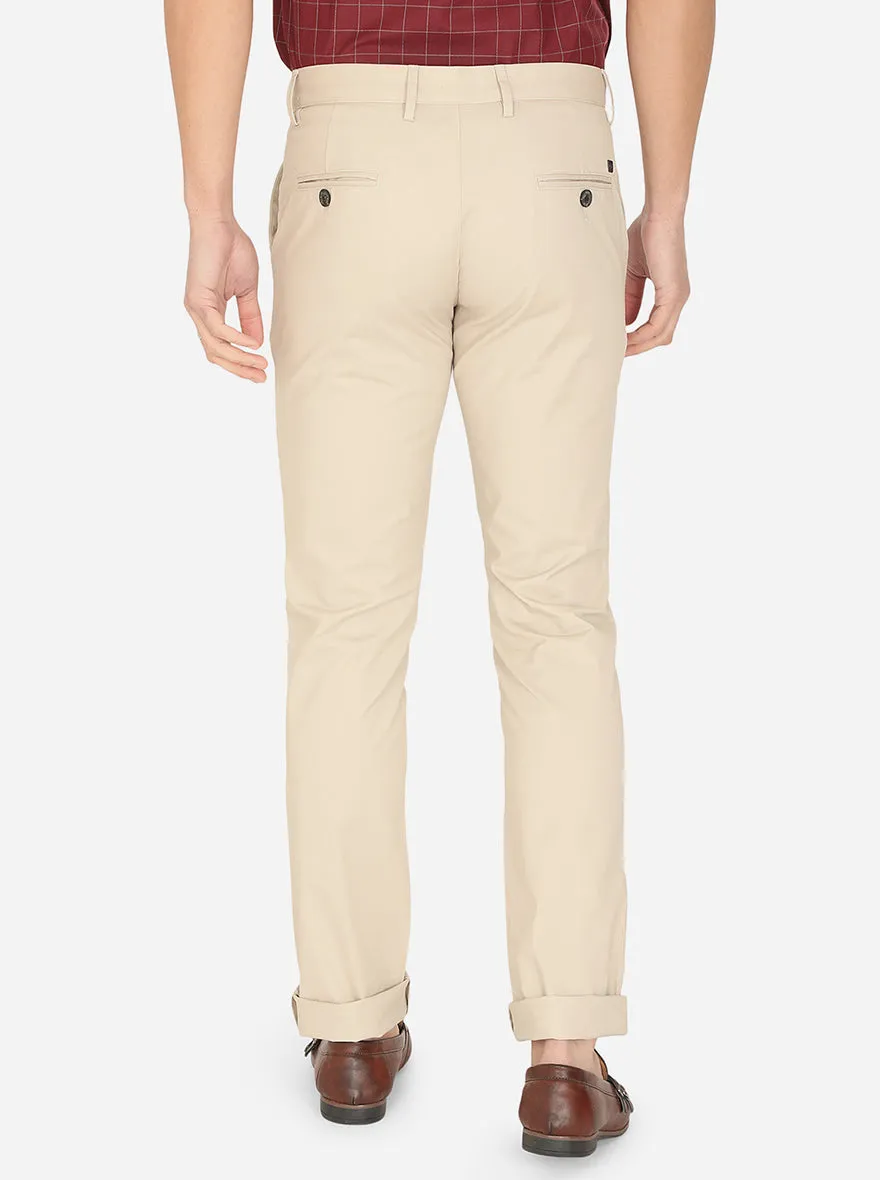 Dark Cream Solid Uno Fit Casual Trouser | JadeBlue