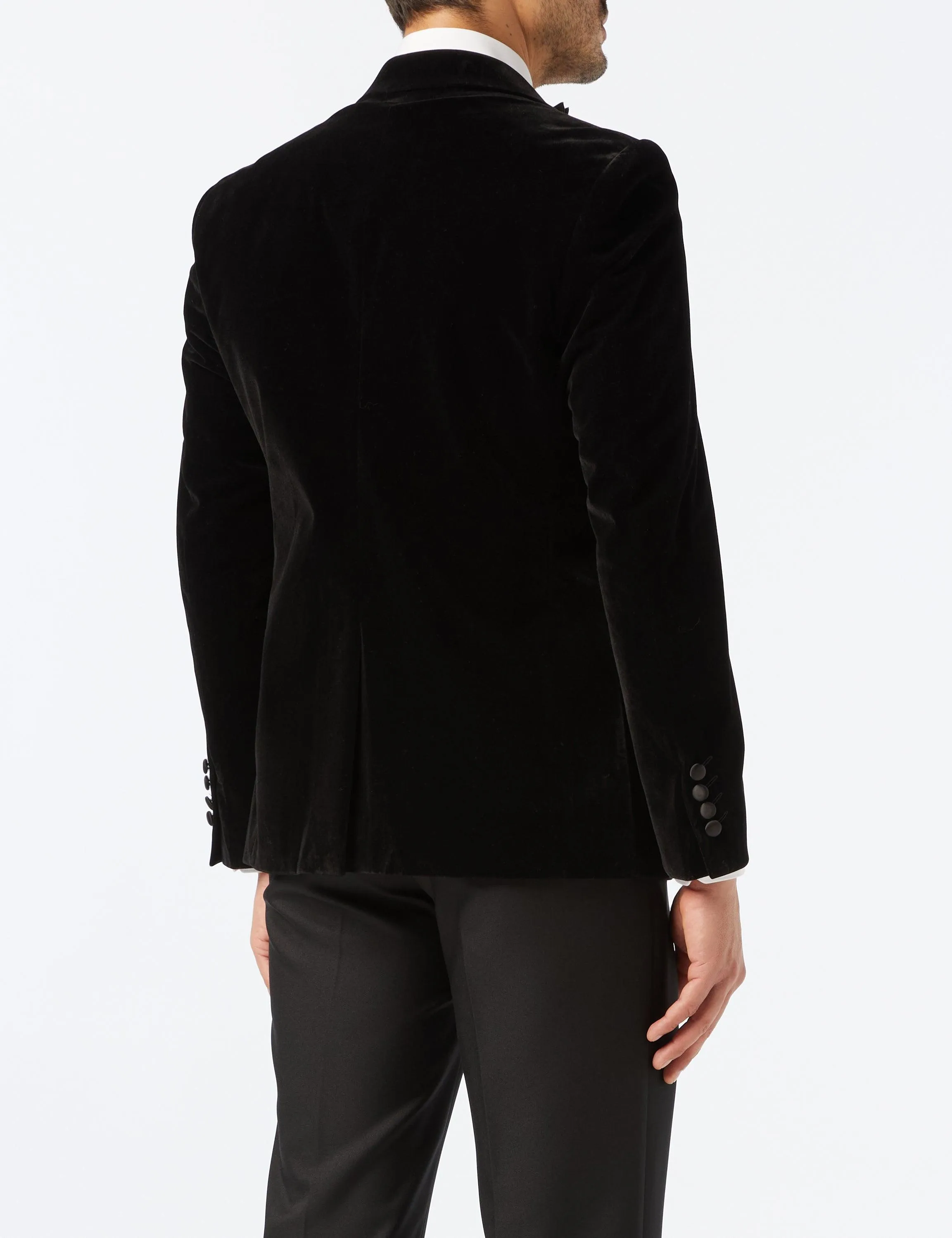 DINNER TIM - Black Soft Velvet Tuxedo Jacket