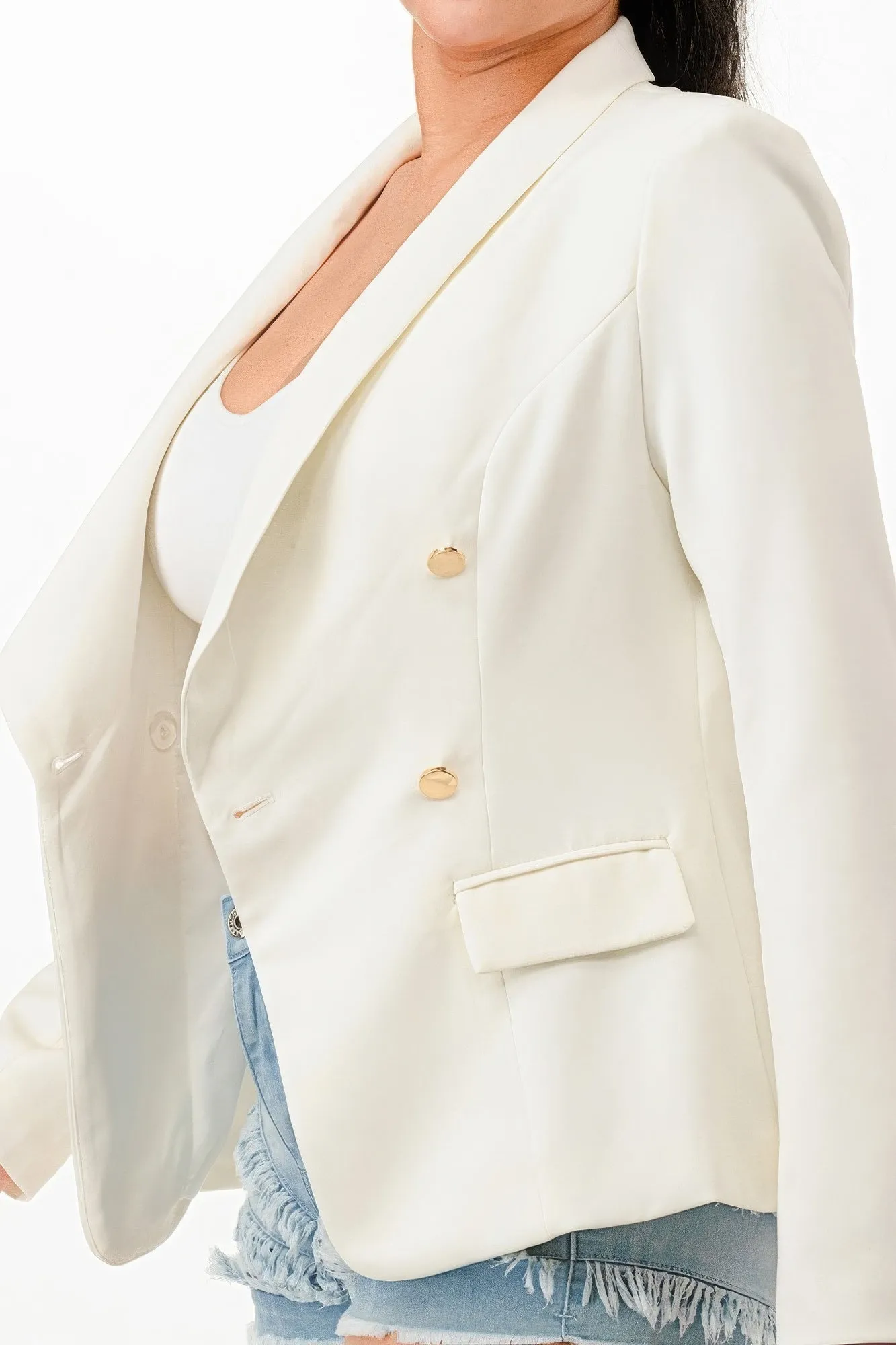 Double Breasted Blazer Jacket - classic White | Fashion M&J