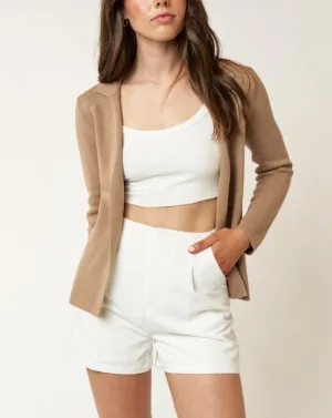 EFFORTLESS SWEATER BLAZER IN TAUPE