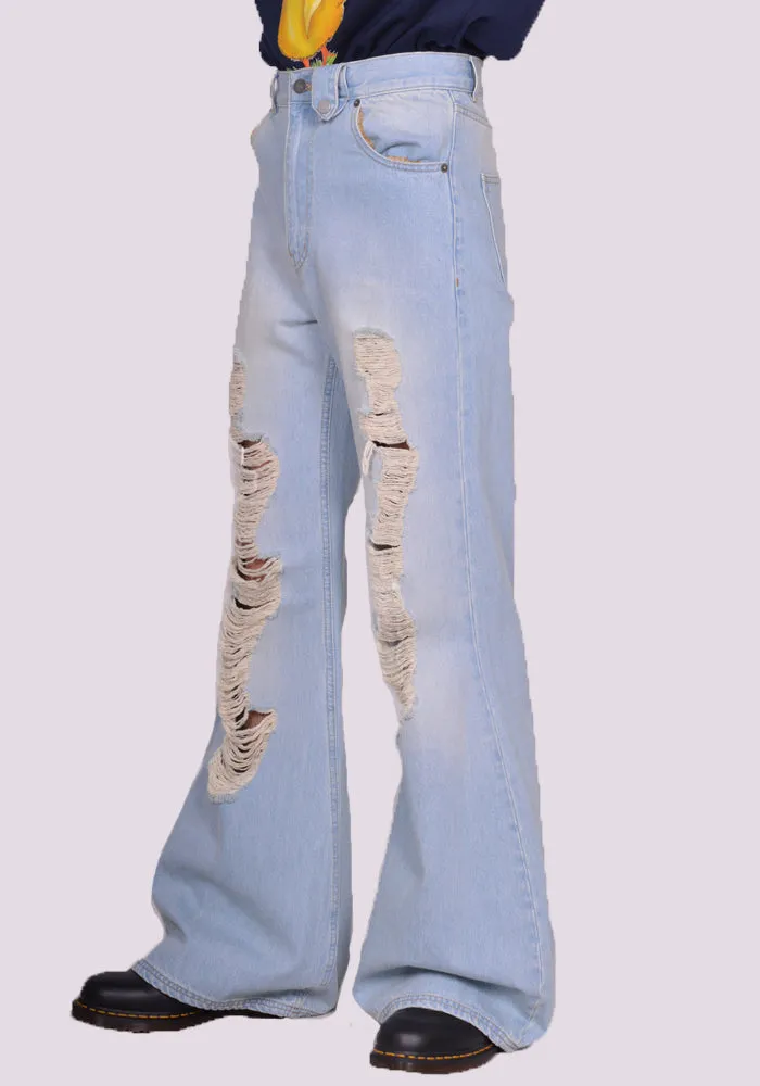 EGONLAB. DN006A ATOMIC DENIM FLARE PANTS LIGHT BLUE